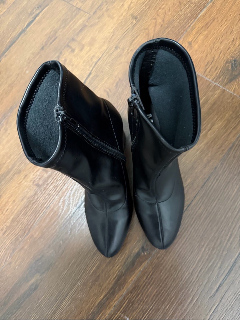 MIA Black Faux Leather Mid-Calf Zip Heeled Boots